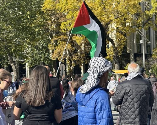 مظاهرة في ادمنتون دعما لفلسطين في الذكرى الأولى للعدوان على غزة